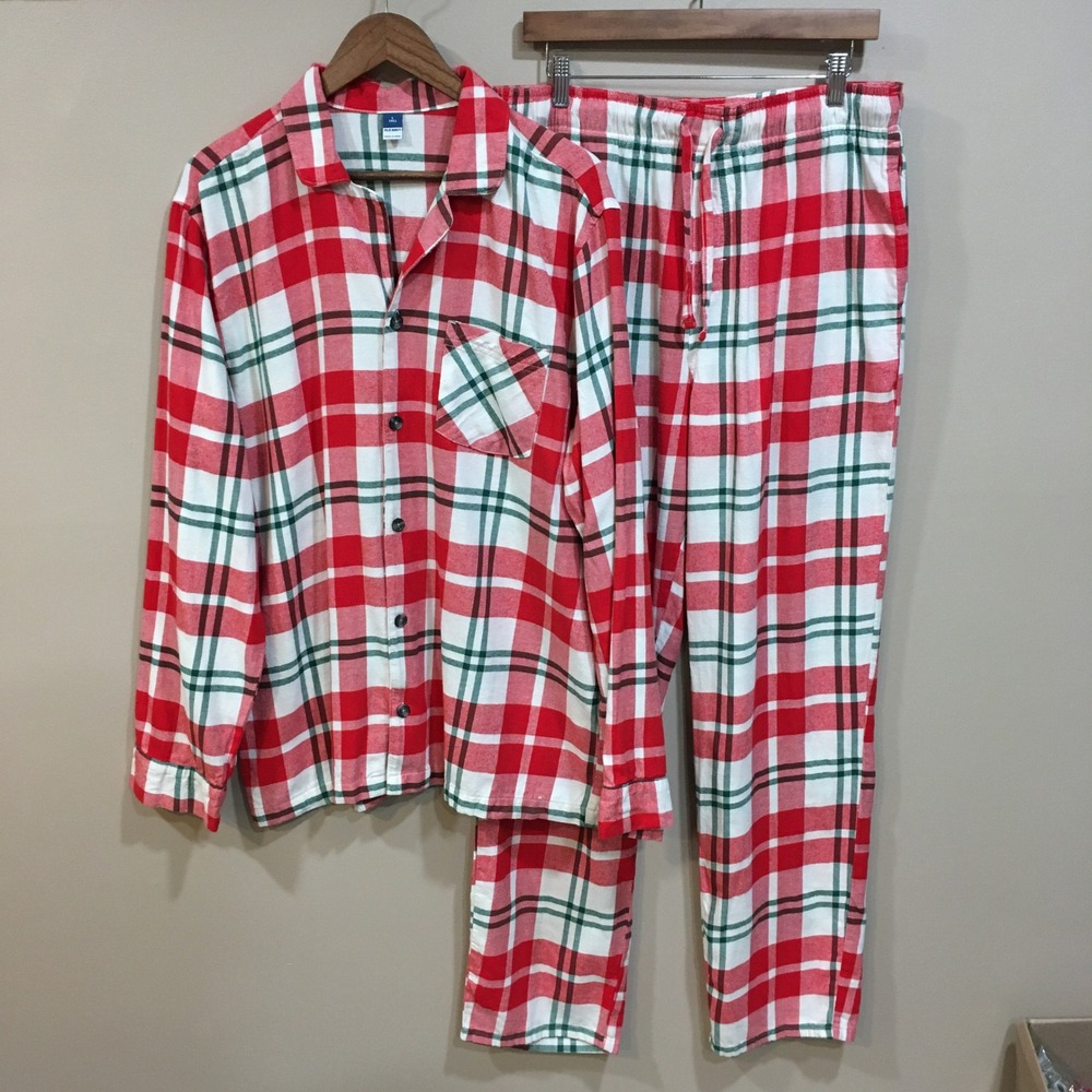 Old Navy Flannel Plaid Pajama Set Womens L Tall Red Holiday Festive Christmas